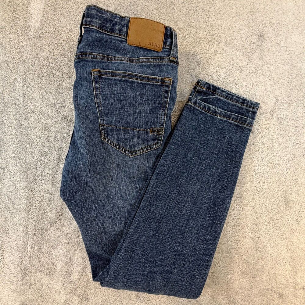 Aeropostale Super Skinny Jeans Men’s 30/30 Distressed Ripped Blue Denim Y2K